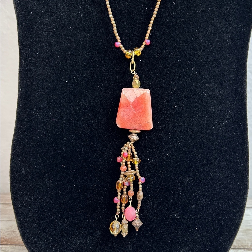 Peyote Bird Copper and 925 Silver Multi-Color Glass & Stone Beaded Necklace - Picture 3 of 6
